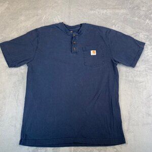 Carhartt Men’s Henley T-Shirt Navy Blue Size M Original Fit K84 Workwear Pocket